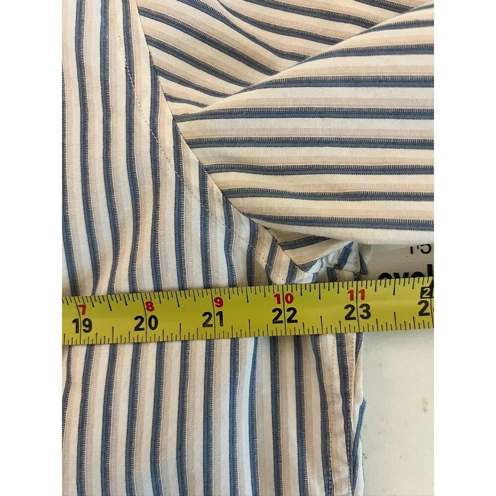 Banana Republic Mens Striped M LS Button Down Dress Shirt Blue Yellow on white‎